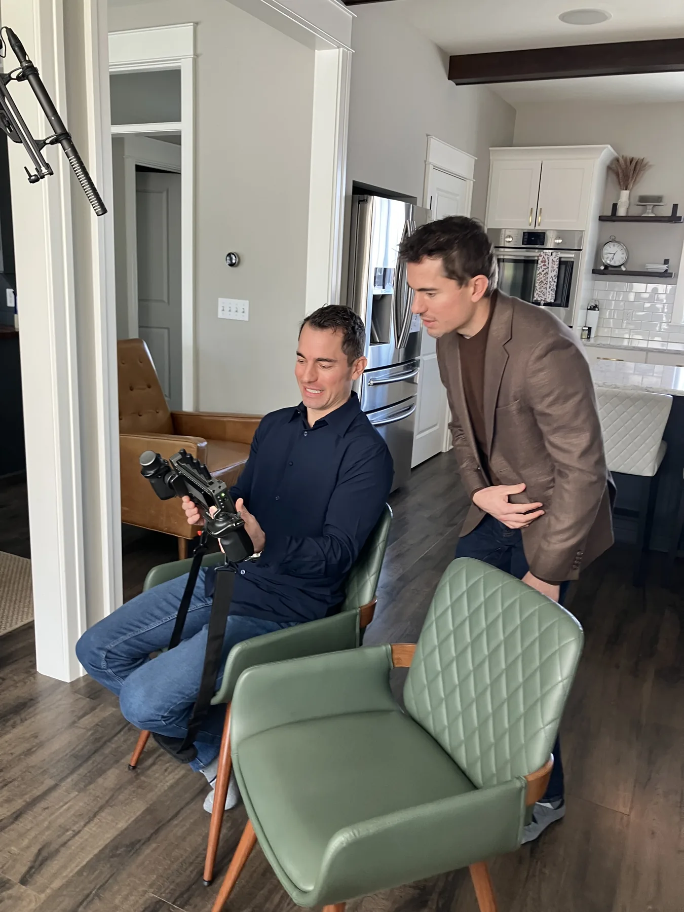 Brian and Derek Boer talk with the SALT crew between takes during their Boer Insurance brand story shoot.